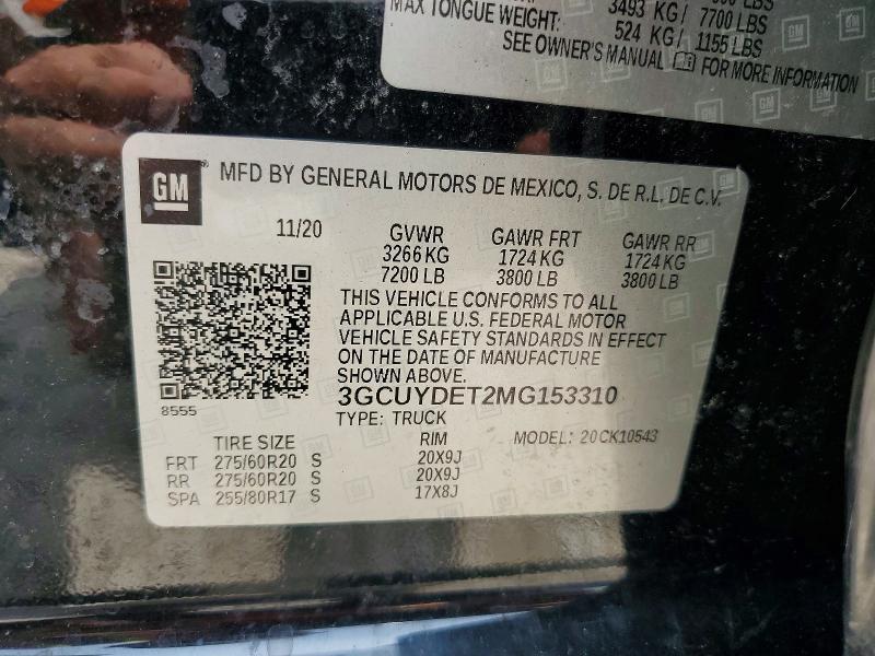 3GCUYDET2MG153310 2021 CHEVROLET SILVERADO photo no. 12