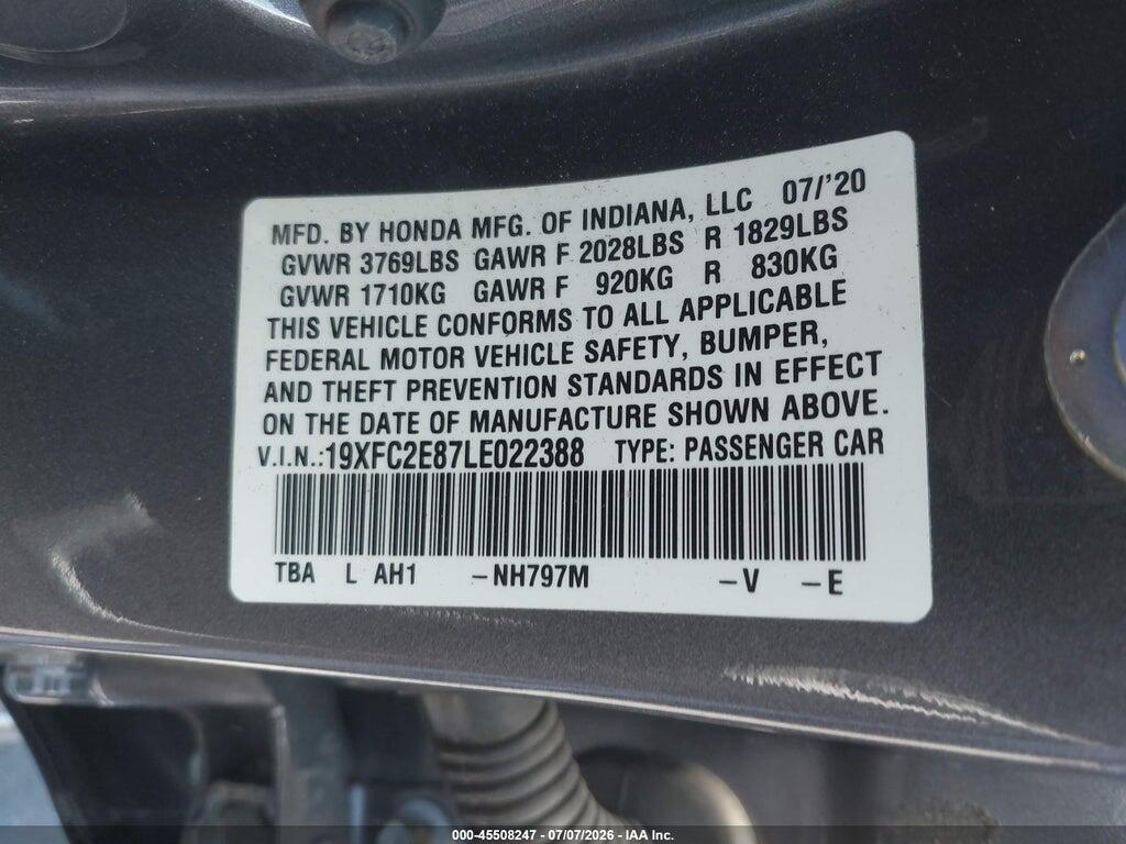 19XFC2E87LE022388 2020 HONDA CIVIC photo no. 9