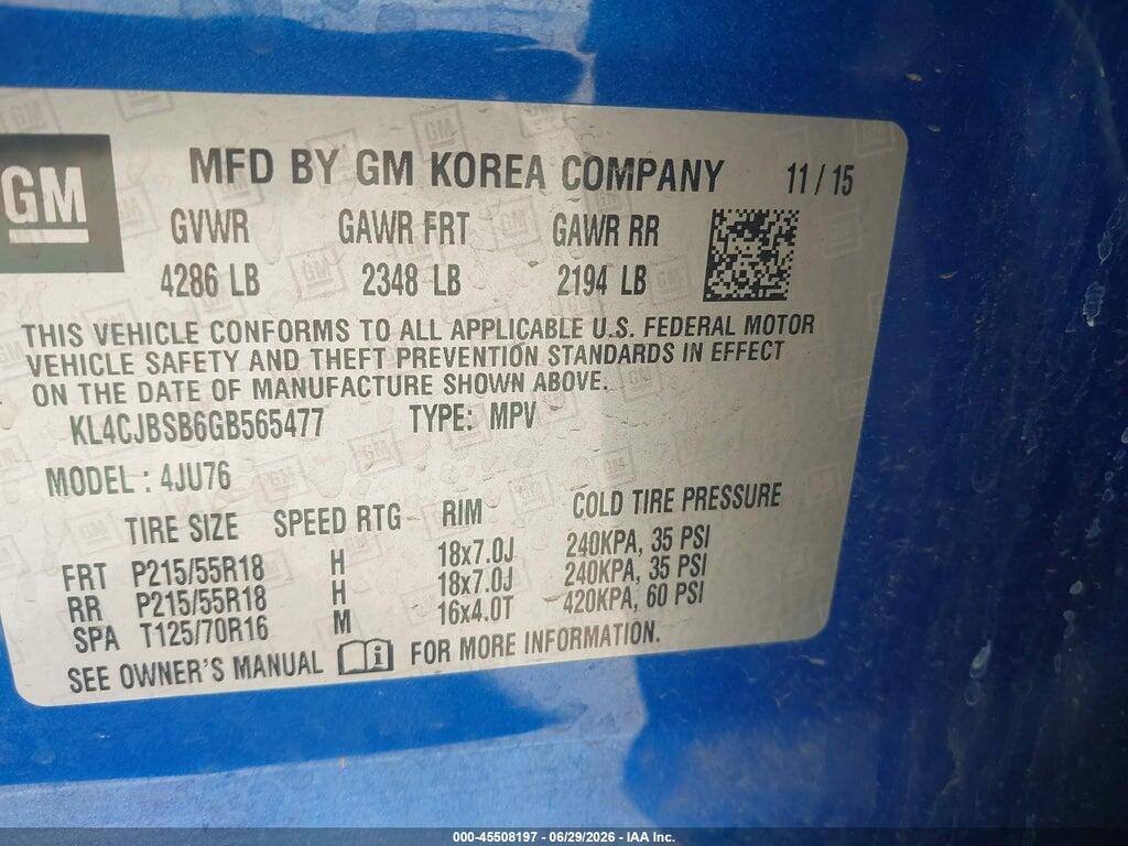 KL4CJBSB6GB565477 2016 BUICK ENCORE photo no. 9
