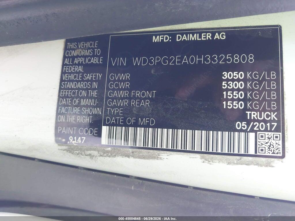 WD3PG2EA0H3325808 2017 MERCEDES-BENZ METRIS photo no. 9
