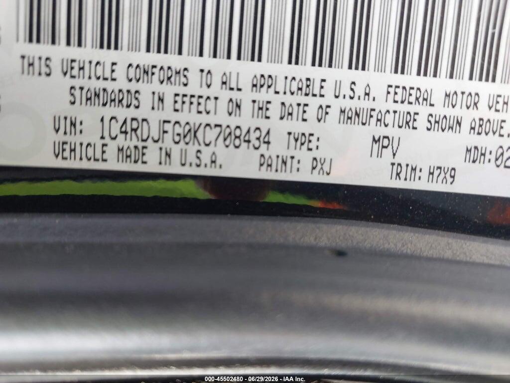 1C4RDJFG0KC708434 2019 DODGE DURANGO photo no. 9