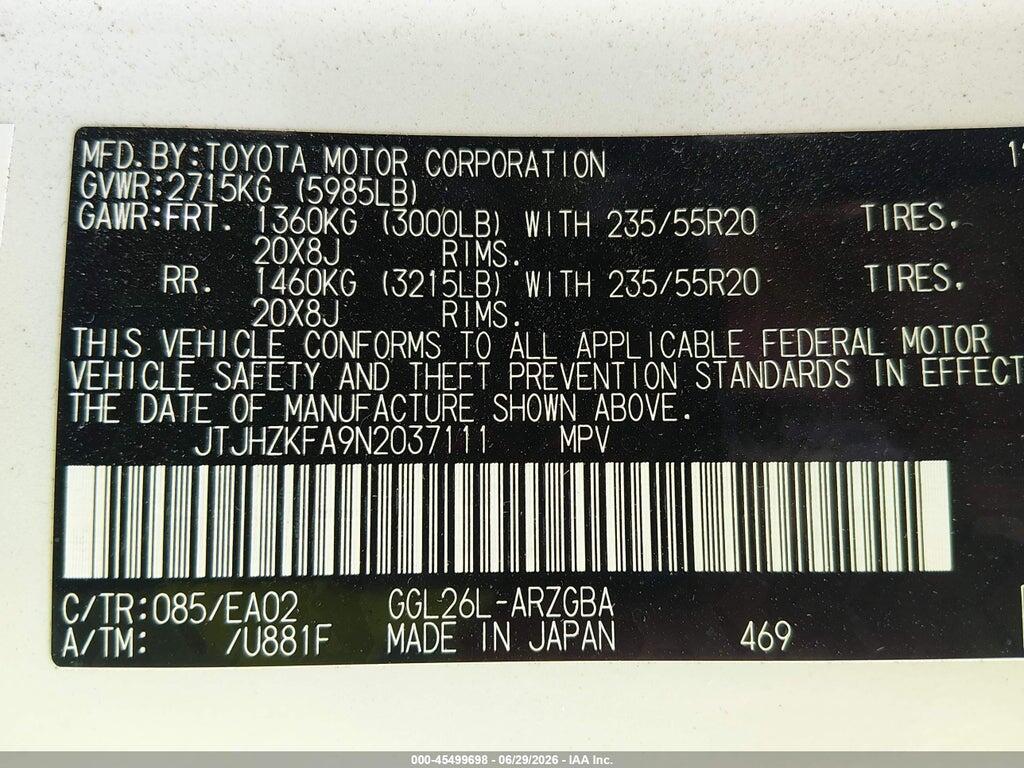 JTJHZKFA9N2037111 2022 LEXUS RX 350L photo no. 9