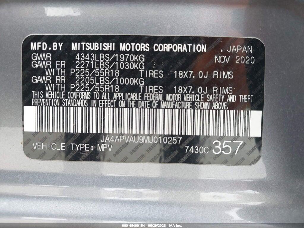 JA4APVAU9MU010257 2021 MITSUBISHI OUTLANDER SPORT photo no. 9