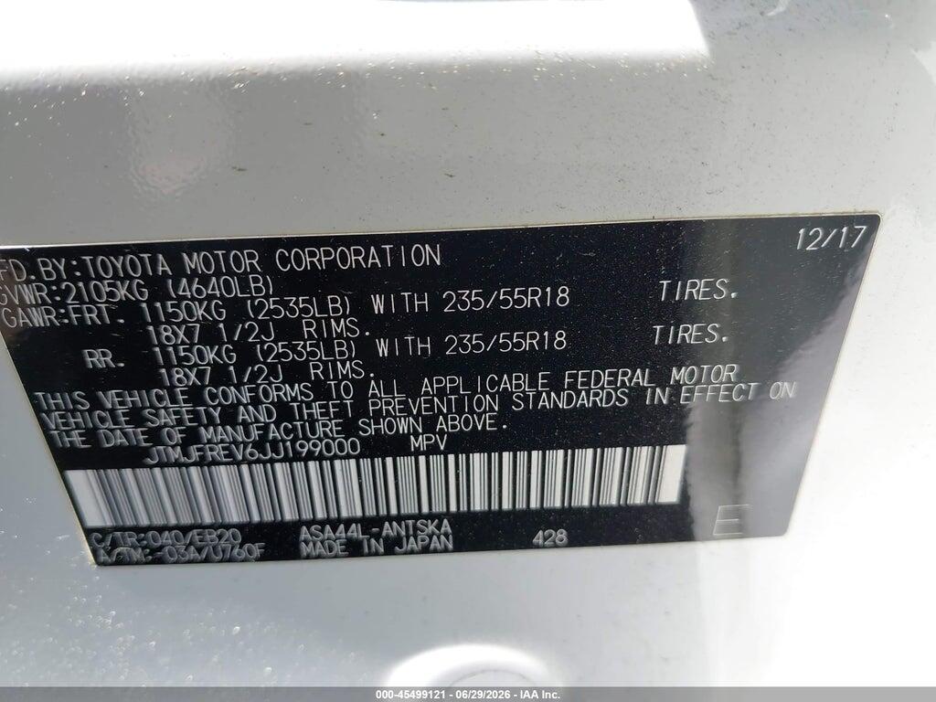 JTMJFREV6JJ199000 2018 TOYOTA RAV4 photo no. 9