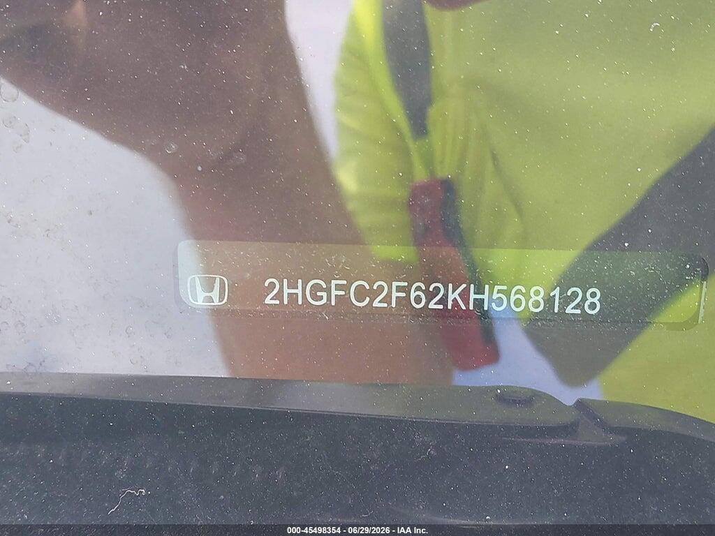 2HGFC2F62KH568128 2019 HONDA CIVIC photo no. 9