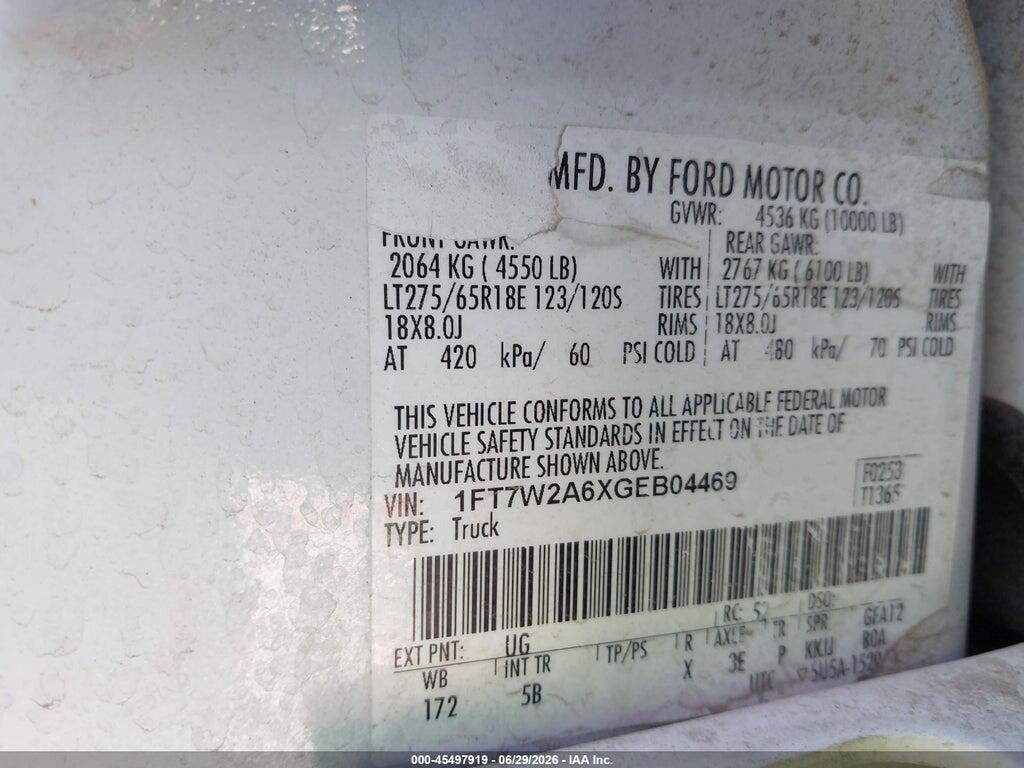 1FT7W2A6XGEB04469 2016 FORD F-250 photo no. 9