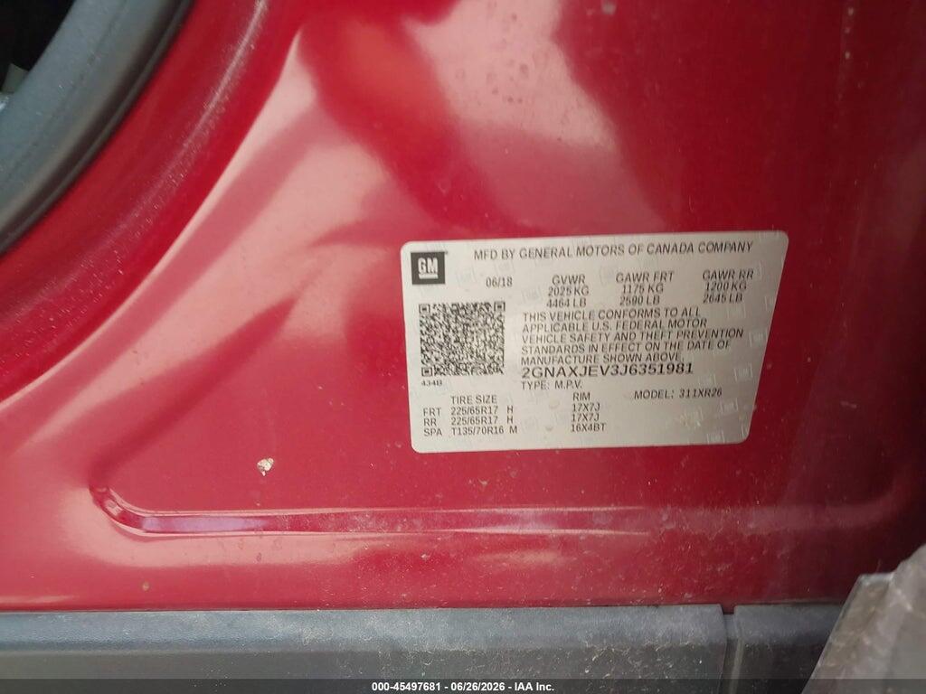 2GNAXJEV3J6351981 2018 CHEVROLET EQUINOX photo no. 9