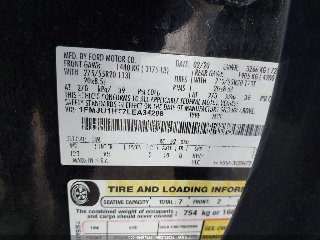 1FMJU1HT7LEA34288 2020 FORD EXPEDITION photo no. 9