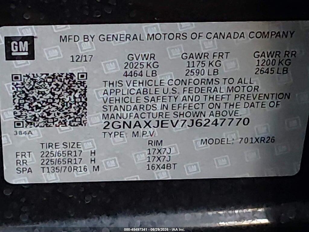 2GNAXJEV7J6247770 2018 CHEVROLET EQUINOX photo no. 9