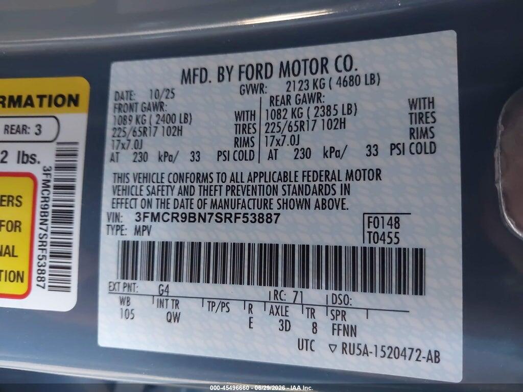 3FMCR9BN7SRF53887 2025 FORD BRONCO SPORT photo no. 9