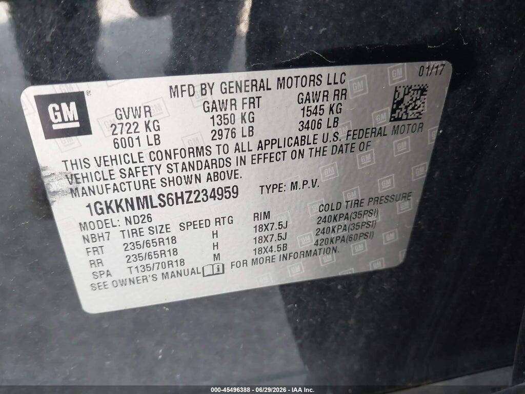 1GKKNMLS6HZ234959 2017 GMC ACADIA photo no. 9