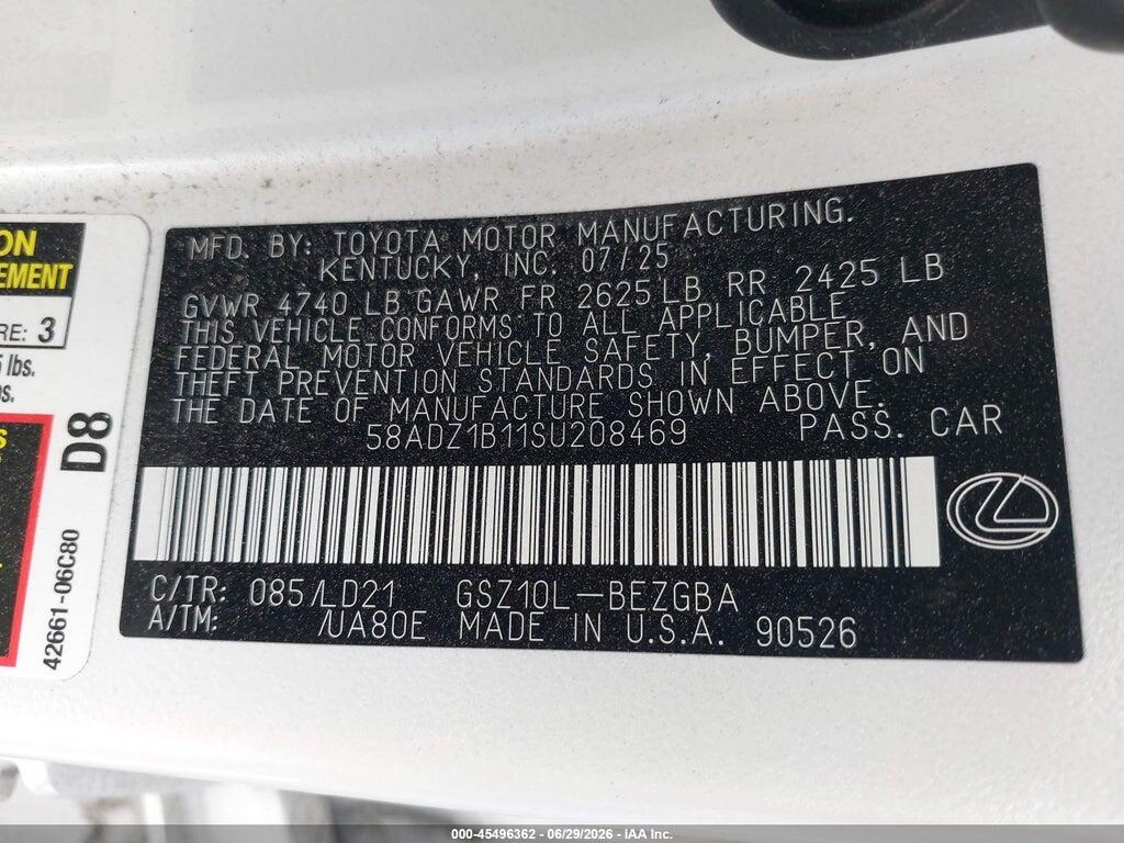 58ADZ1B11SU208469 2025 LEXUS ES 350 photo no. 9