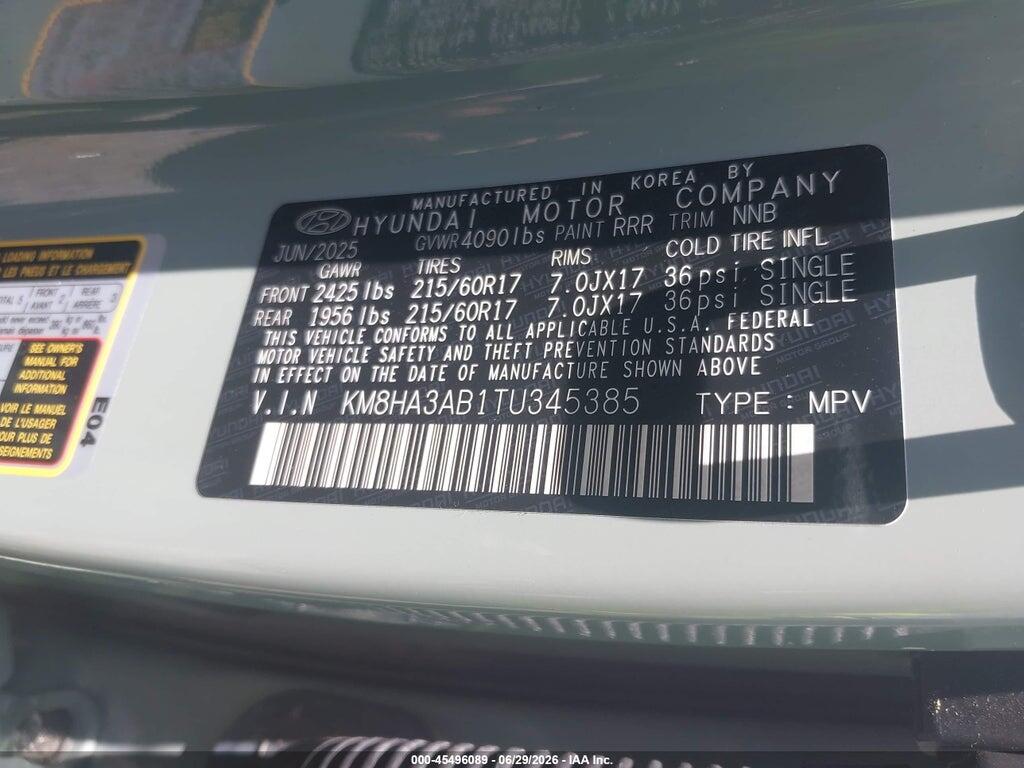 KM8HA3AB1TU345385 2026 HYUNDAI KONA photo no. 9