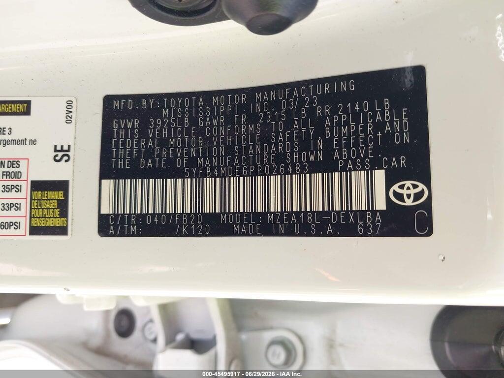 5YFB4MDE6PP026483 2023 TOYOTA COROLLA photo no. 8
