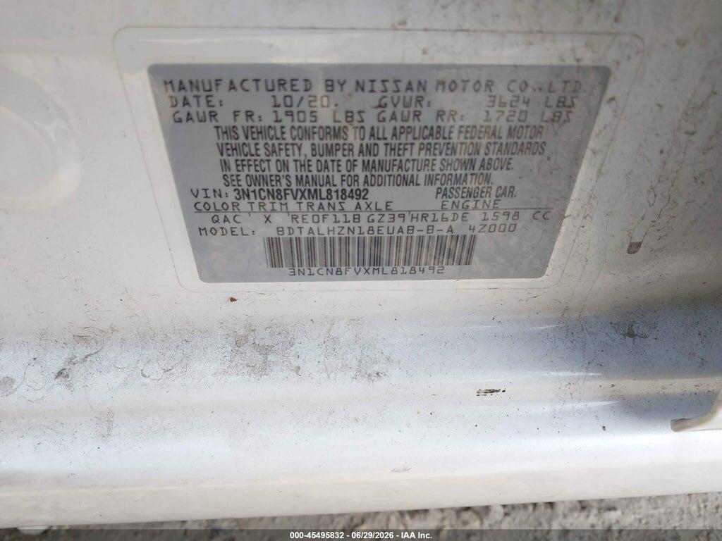 3N1CN8FVXML818492 2021 NISSAN VERSA photo no. 9