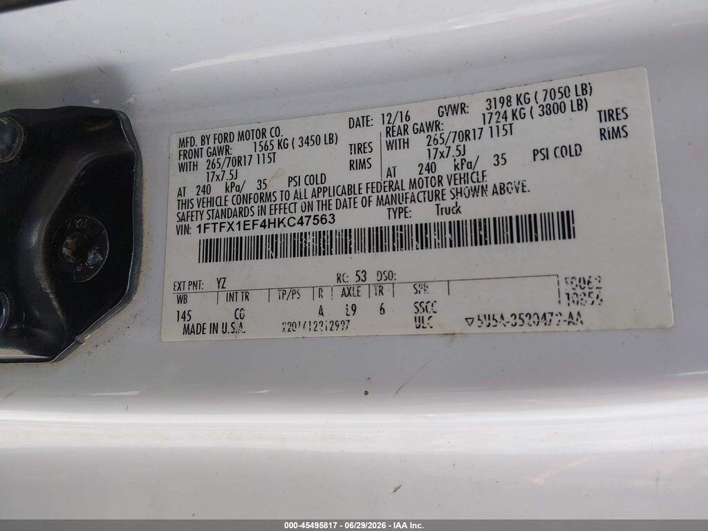 1FTFX1EF4HKC47563 2017 FORD F-150 photo no. 9