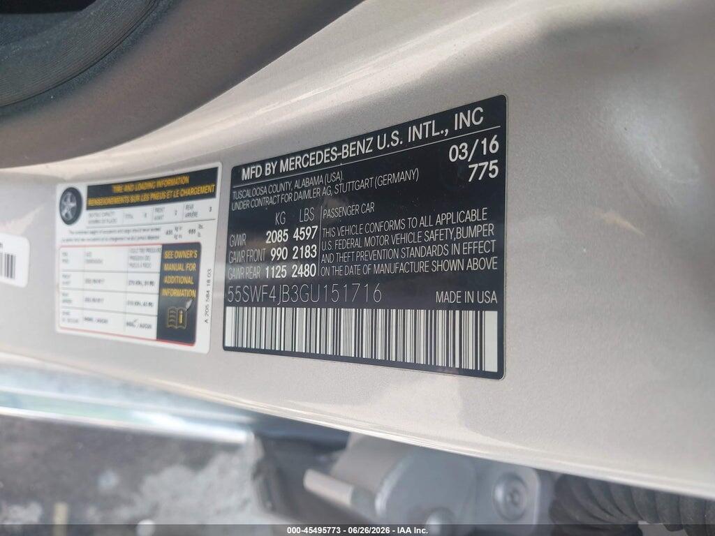 55SWF4JB3GU151716 2016 MERCEDES-BENZ C 300 photo no. 9