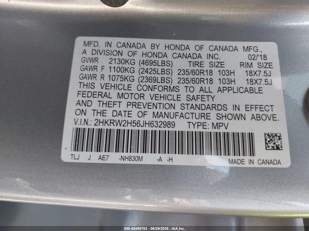 2HKRW2H56JH632989 2018 HONDA CR-V photo no. 9