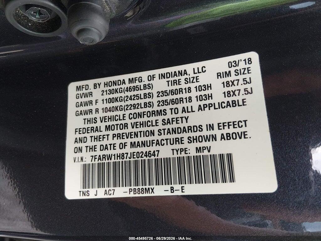 7FARW1H87JE024647 2018 HONDA CR-V photo no. 9