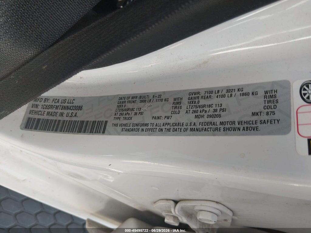 1C6SRFMT8NN433086 2022 RAM 1500 photo no. 9