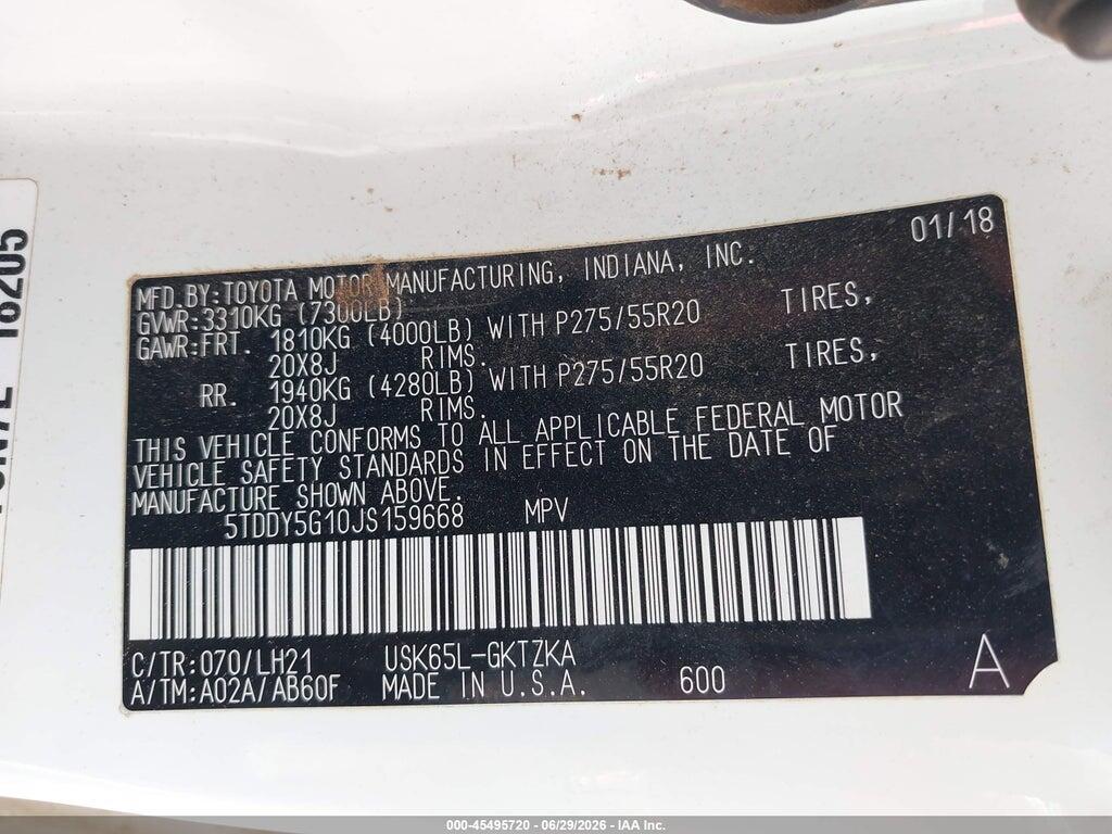 5TDDY5G10JS159668 2018 TOYOTA SEQUOIA photo no. 9