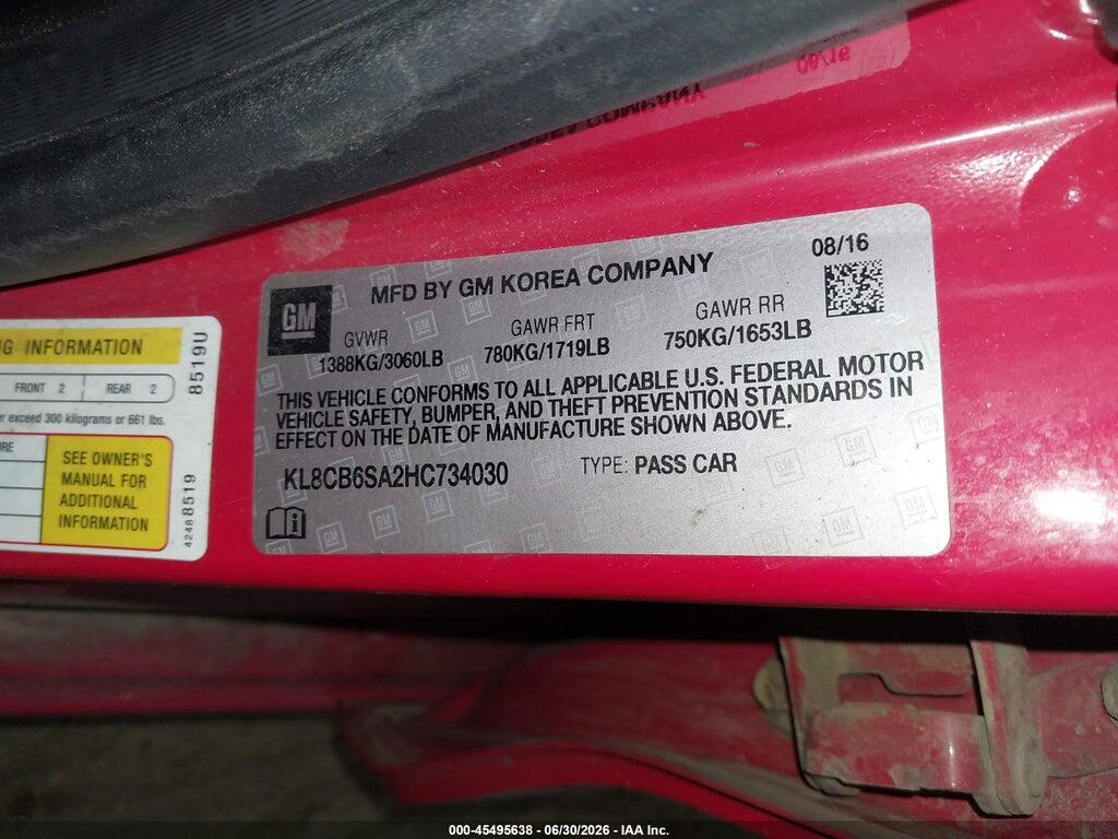 KL8CB6SA2HC734030 2017 CHEVROLET SPARK photo no. 9