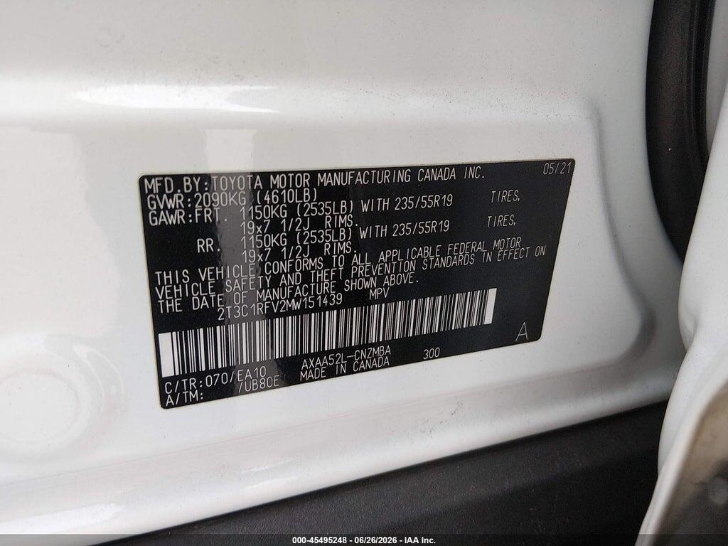 2T3C1RFV2MW151439 2021 TOYOTA RAV4 photo no. 9