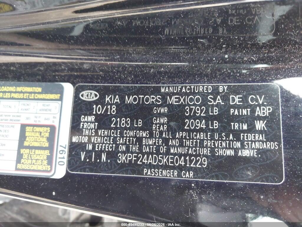 3KPF24AD5KE041229 2019 KIA FORTE photo no. 9