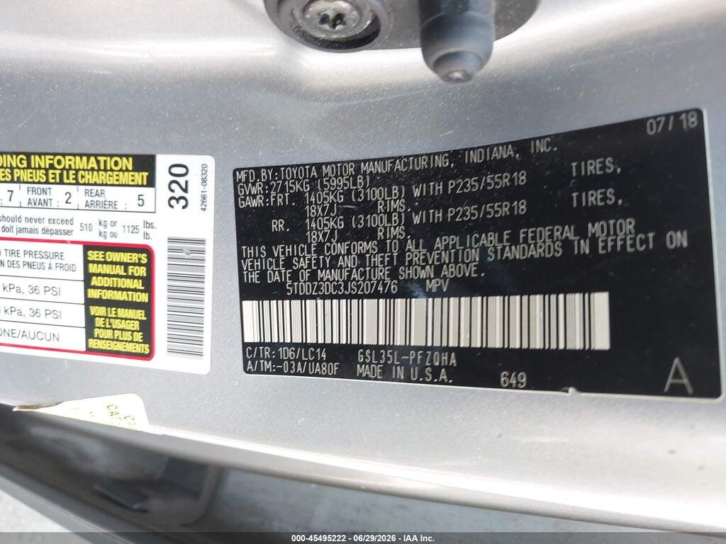 5TDDZ3DC3JS207476 2018 TOYOTA SIENNA photo no. 9