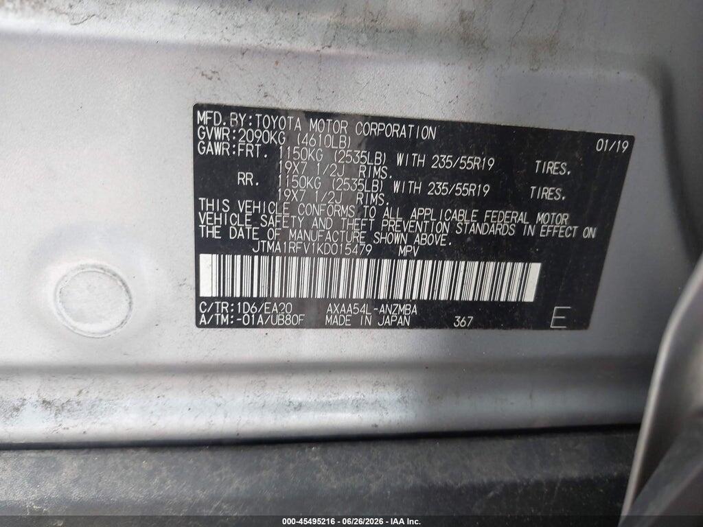 JTMA1RFV1KD015479 2019 TOYOTA RAV4 photo no. 9