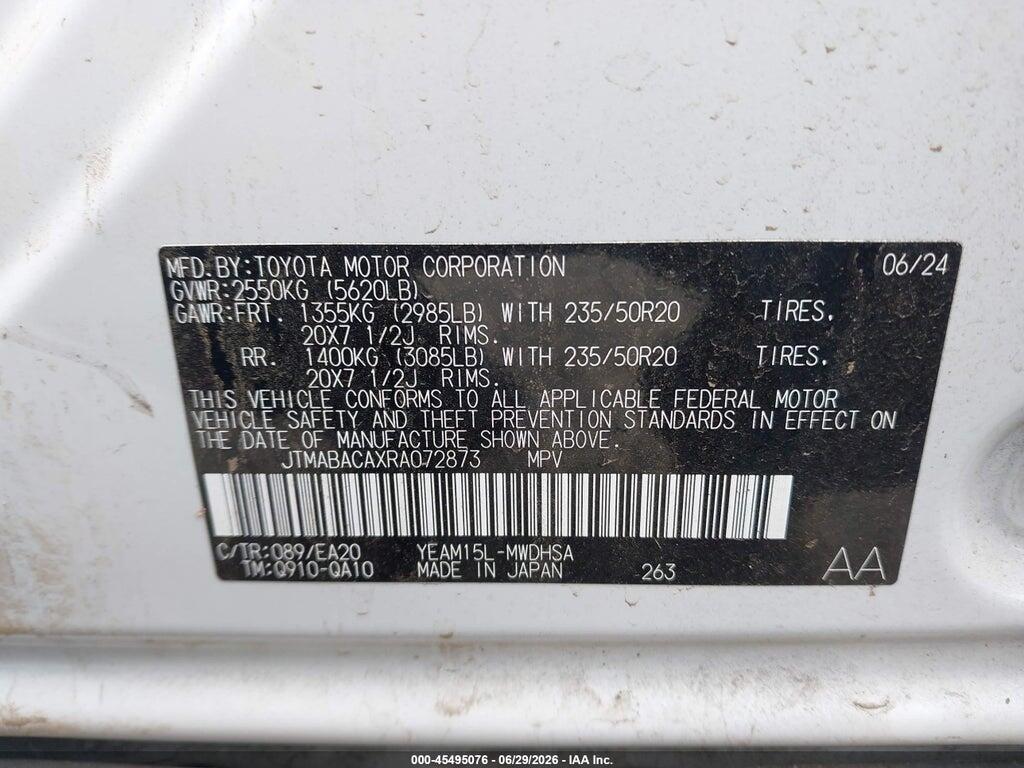 JTMABACAXRA072873 2024 TOYOTA BZ4X photo no. 9