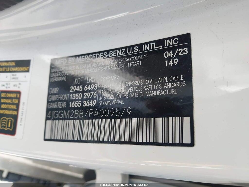 4JGGM2BB7PA009579 2023 MERCEDES-BENZ EQE 350+ SUV photo no. 9
