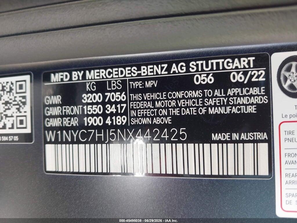 W1NYC7HJ5NX442425 2022 MERCEDES-BENZ AMG G 63 photo no. 9