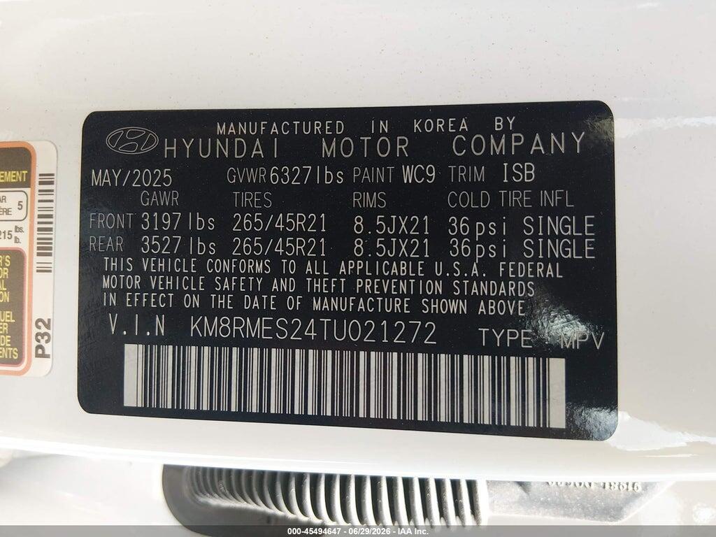 KM8RMES24TU021272 2026 HYUNDAI PALISADE photo no. 9