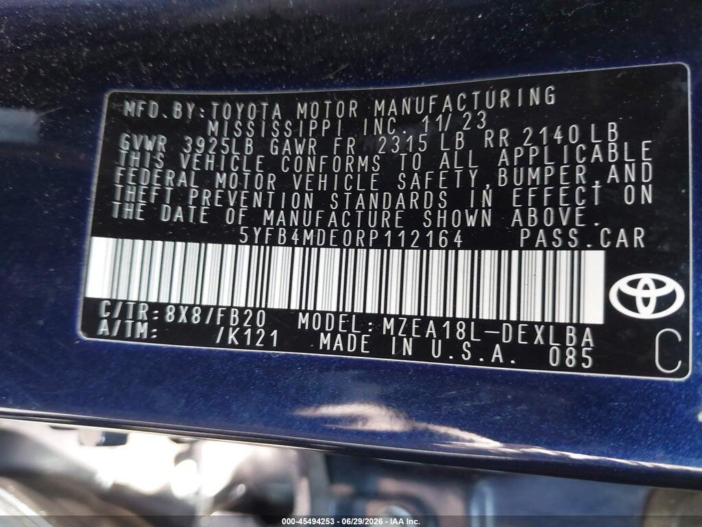 5YFB4MDE0RP112164 2024 TOYOTA COROLLA photo no. 9