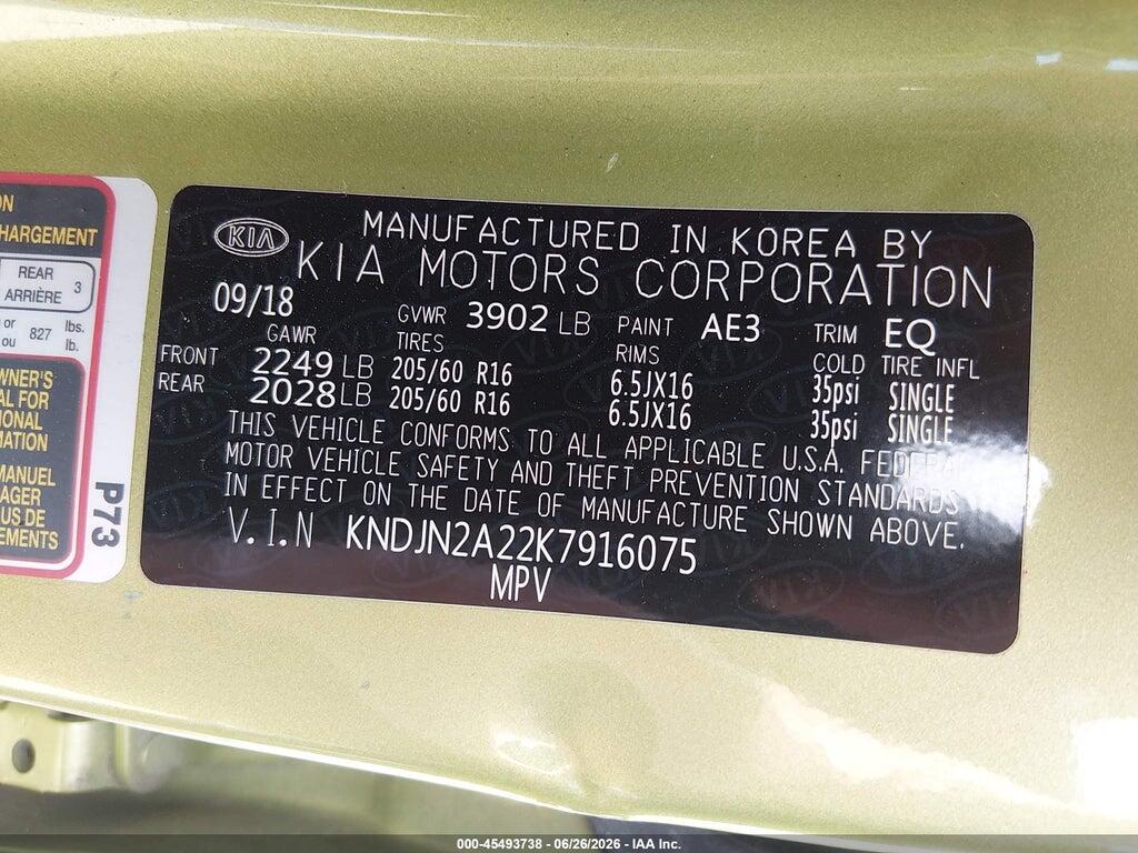 KNDJN2A22K7916075 2019 KIA SOUL photo no. 9