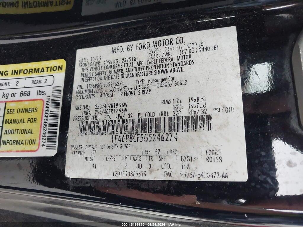 1FA6P8CF5G5246274 2016 FORD MUSTANG photo no. 9