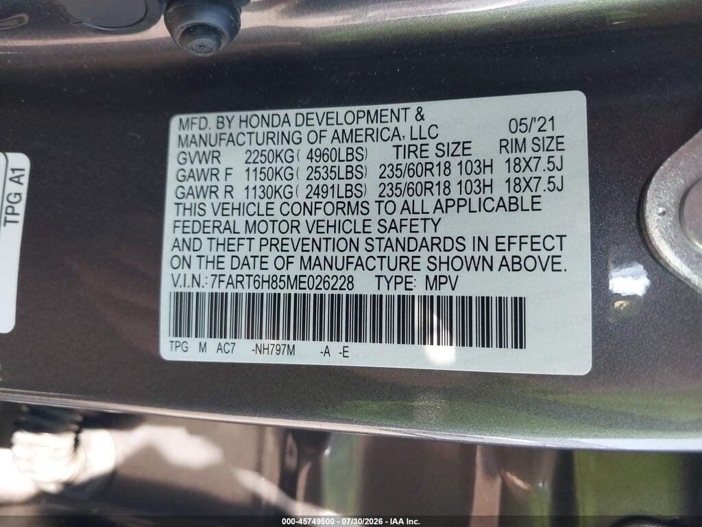 7FART6H85ME026228 2021 HONDA CR-V HYBRID photo no. 9