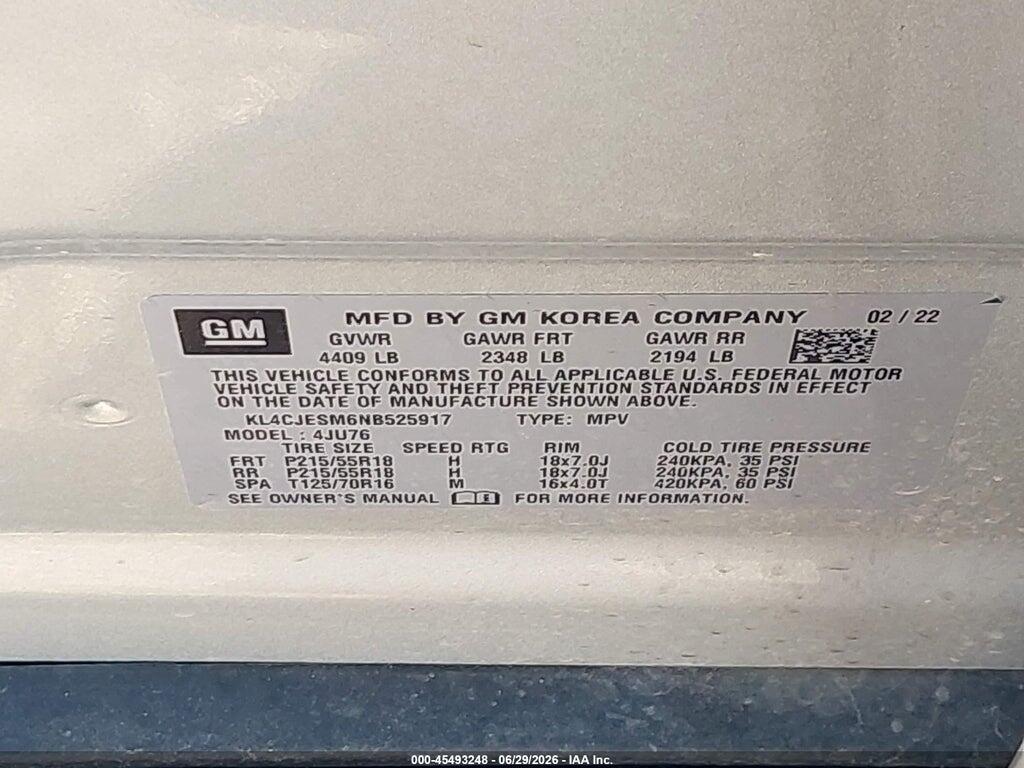 KL4CJESM6NB525917 2022 BUICK ENCORE photo no. 9