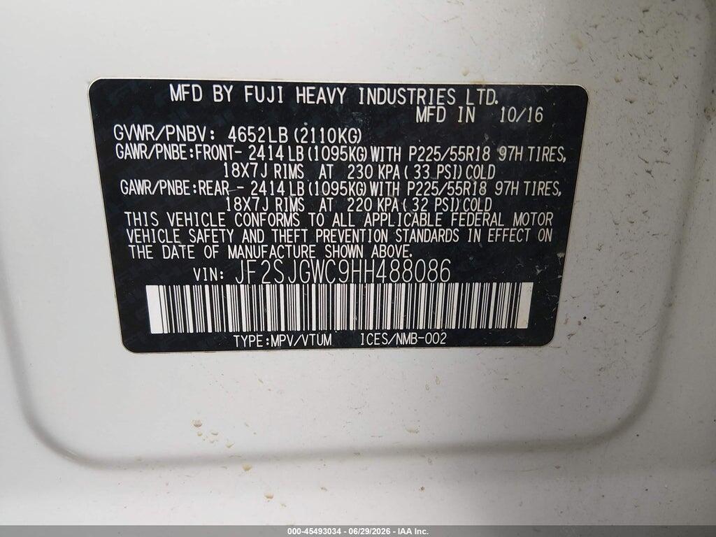 JF2SJGWC9HH488086 2017 SUBARU FORESTER photo no. 9