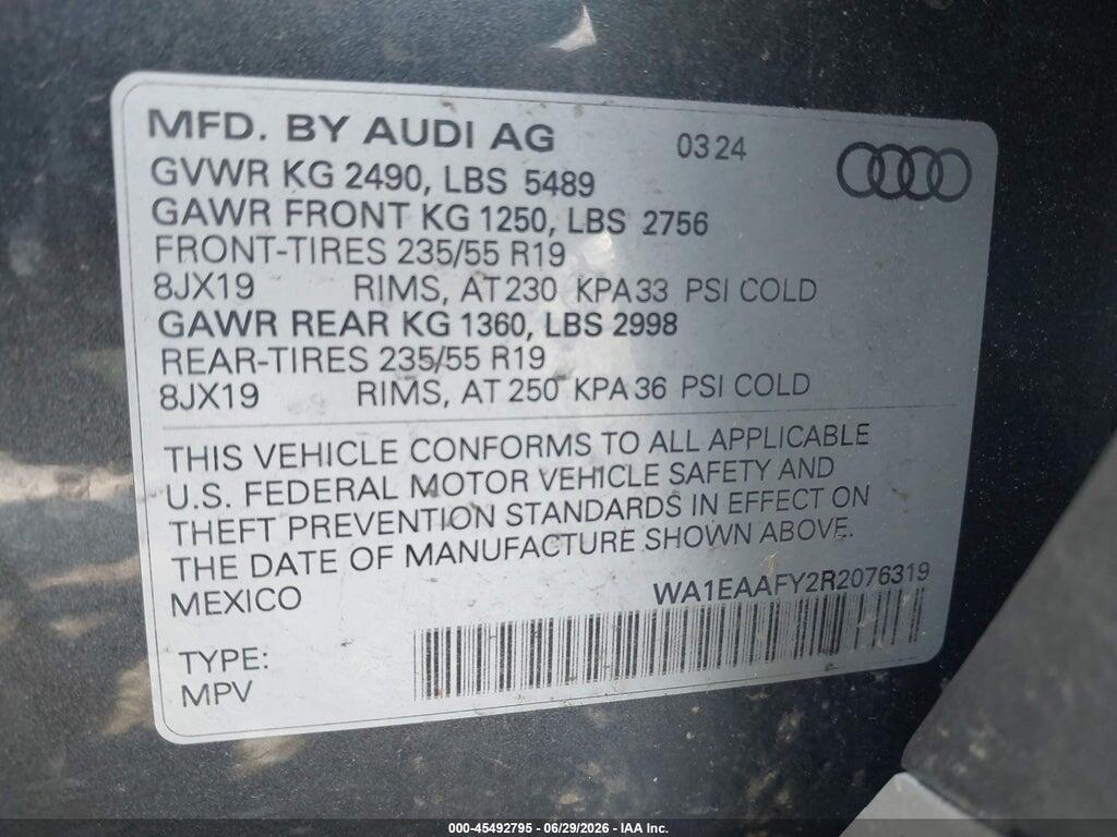 WA1EAAFY2R2076319 2024 AUDI Q5 photo no. 9
