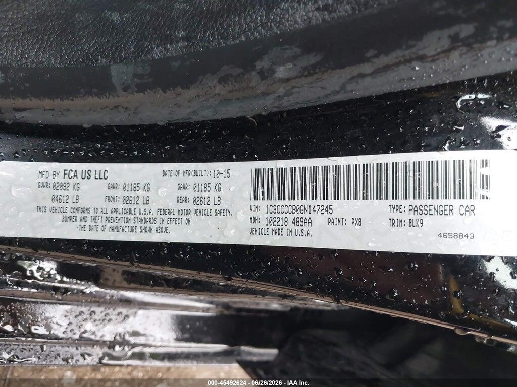 1C3CCCCB0GN147245 2016 CHRYSLER 200 photo no. 9