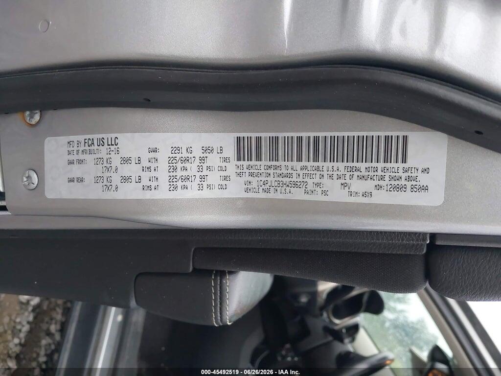 1C4PJLCB3HW596272 2017 JEEP CHEROKEE photo no. 9