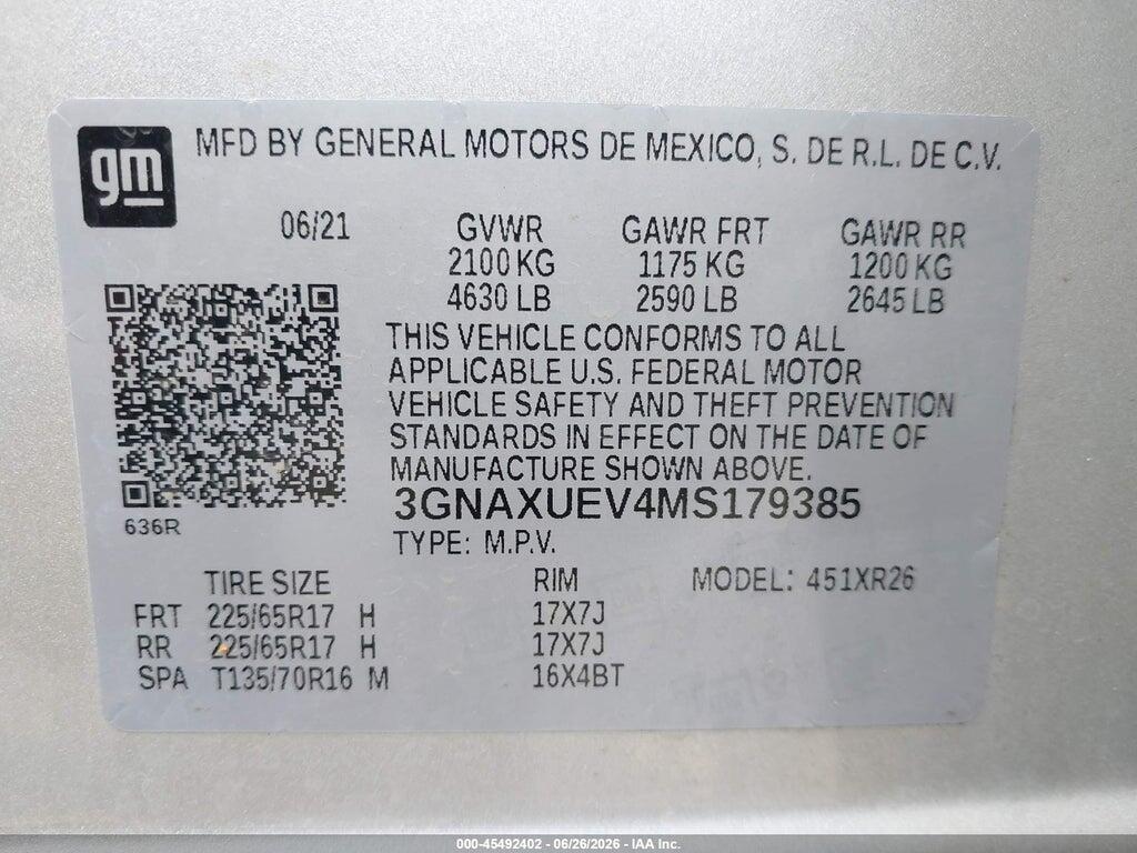 3GNAXUEV4MS179385 2021 CHEVROLET EQUINOX photo no. 9