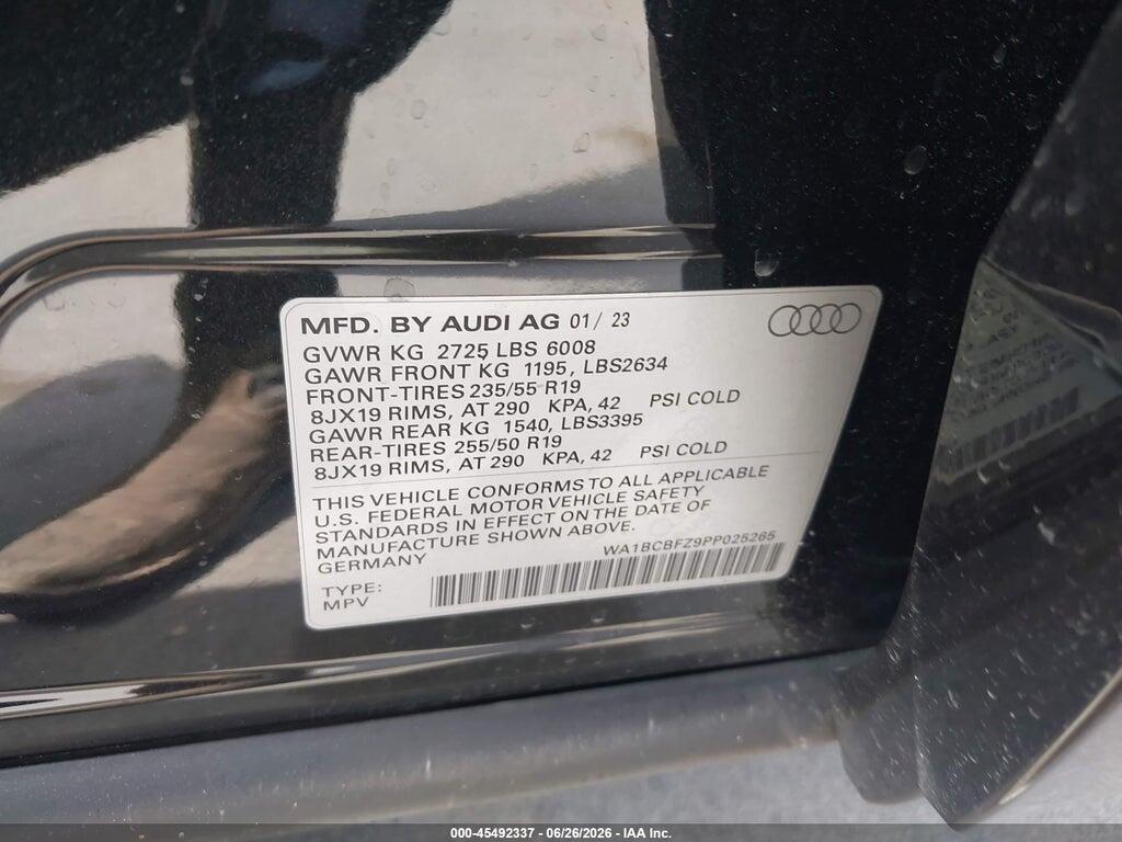 WA1BCBFZ9PP025265 2023 AUDI Q4 E-TRON photo no. 9