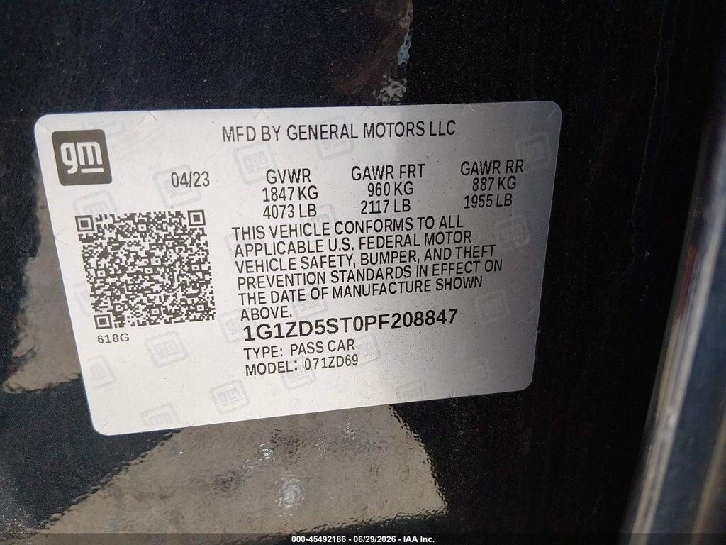 1G1ZD5ST0PF208847 2023 CHEVROLET MALIBU photo no. 9