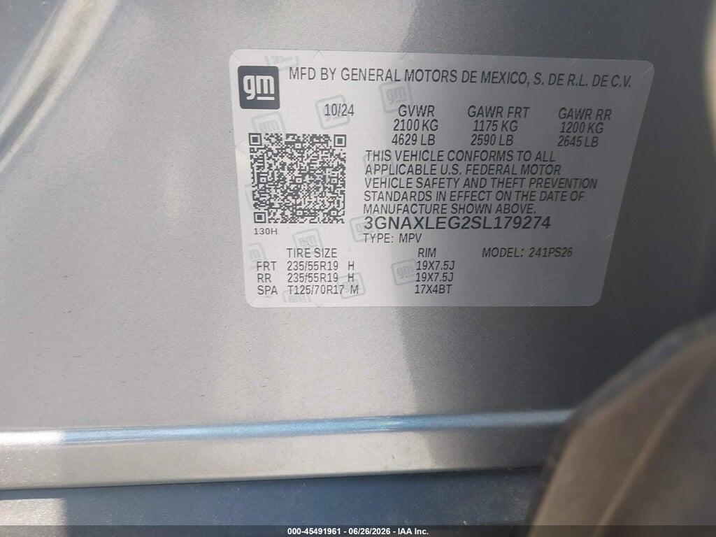 3GNAXLEG2SL179274 2025 CHEVROLET EQUINOX photo no. 9
