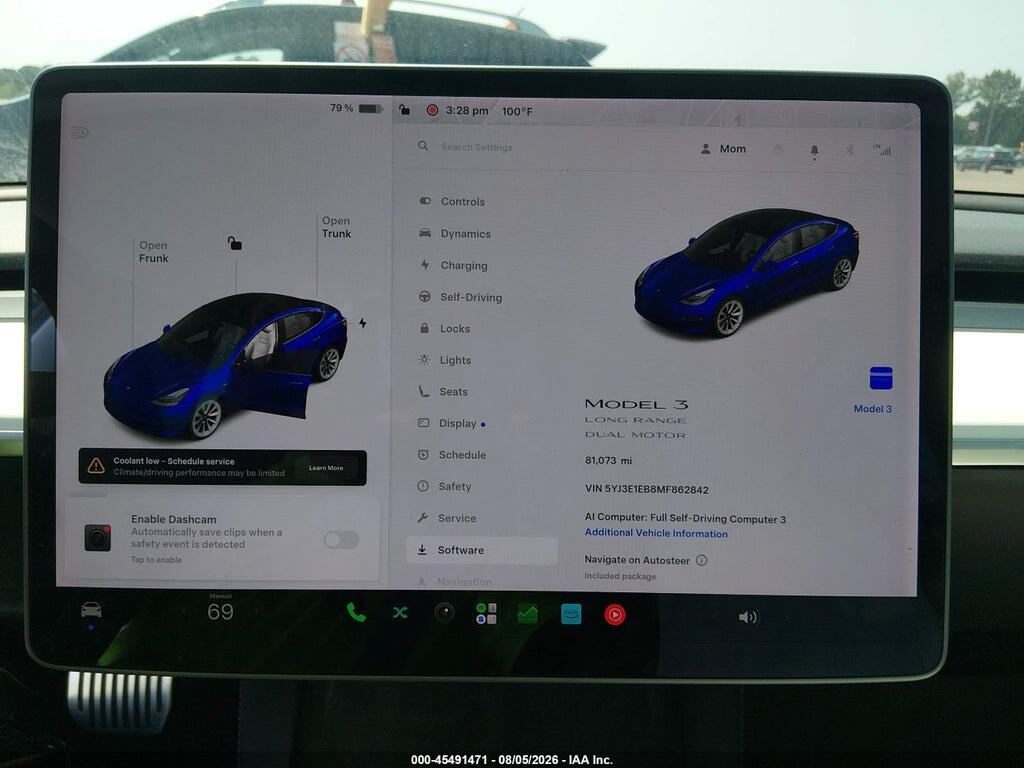 5YJ3E1EB8MF862842 2021 TESLA MODEL 3 photo no. 7