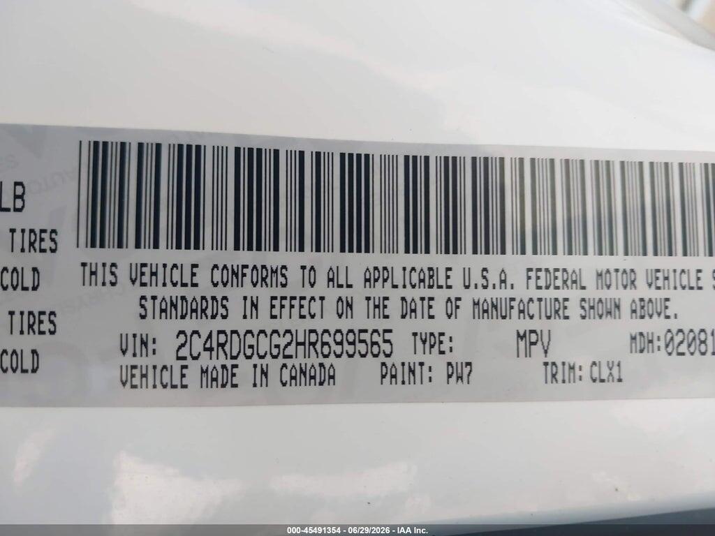 2C4RDGCG2HR699565 2017 DODGE GRAND CARAVAN photo no. 9