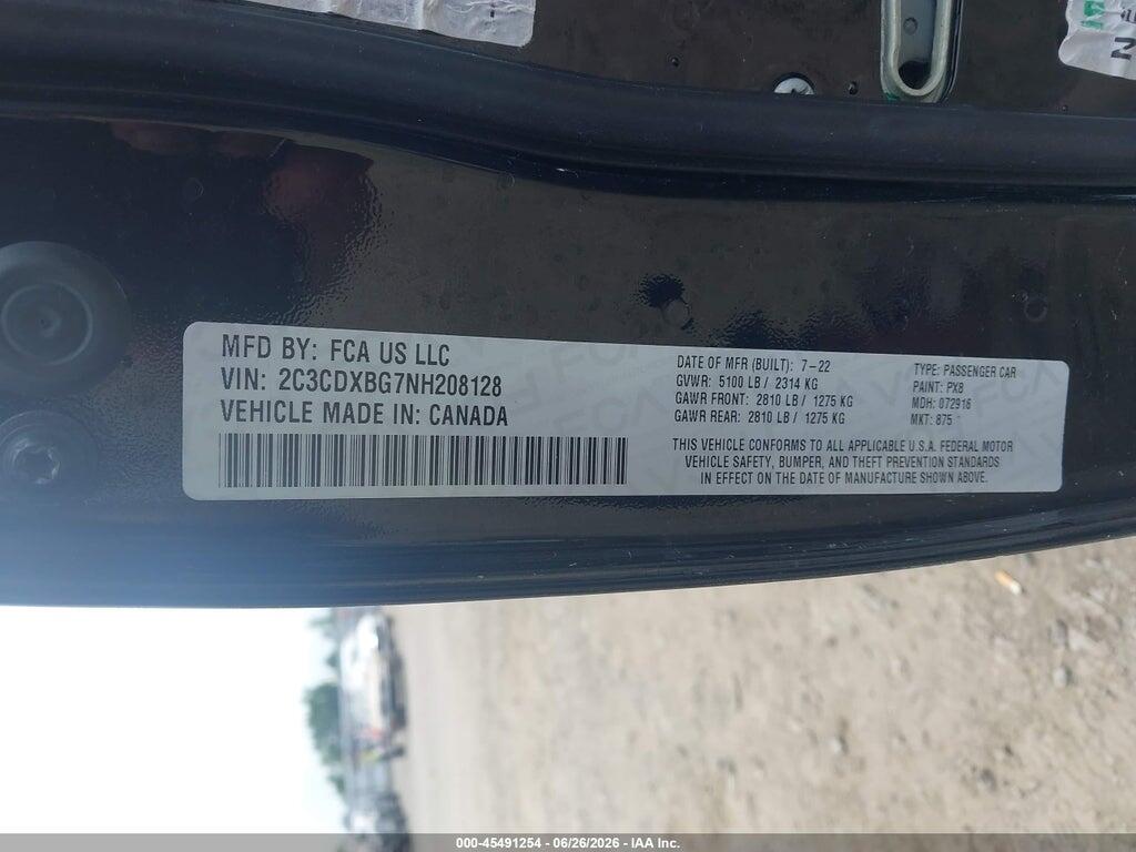 2C3CDXBG7NH208128 2022 DODGE CHARGER photo no. 9